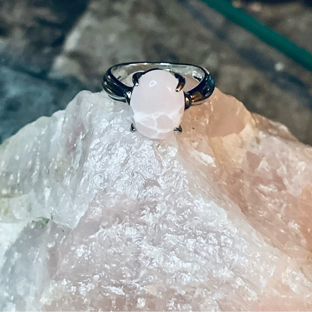New Natural Rose Quartz Boho Sterling Silver Minimalist Arizona Artisan Ring